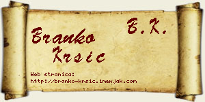 Branko Kršić vizit kartica